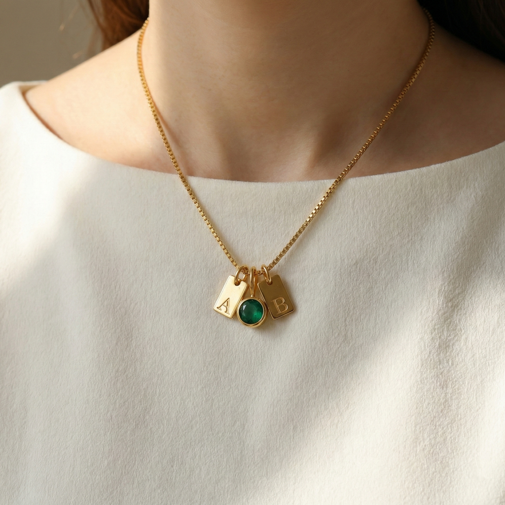 Trivelle Birthstone Initial Necklace