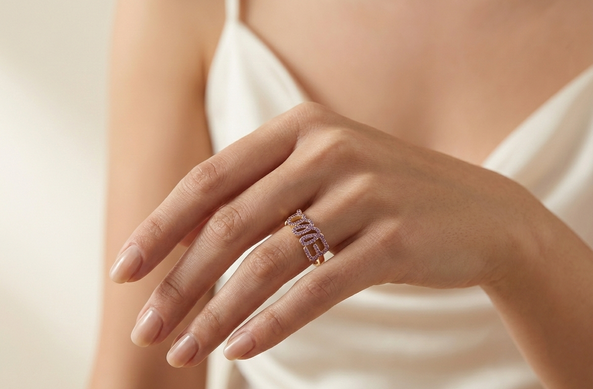 Personalized Script Ring