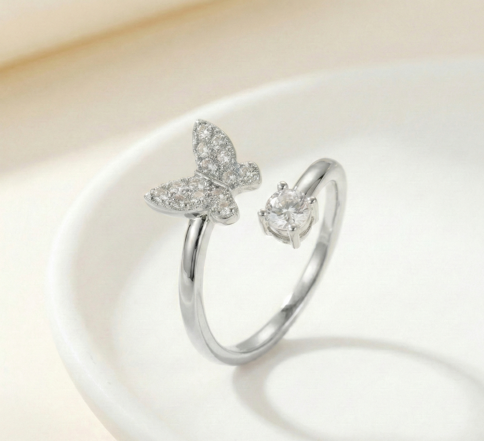 Adjustable Micro Butterfly Gold Ring