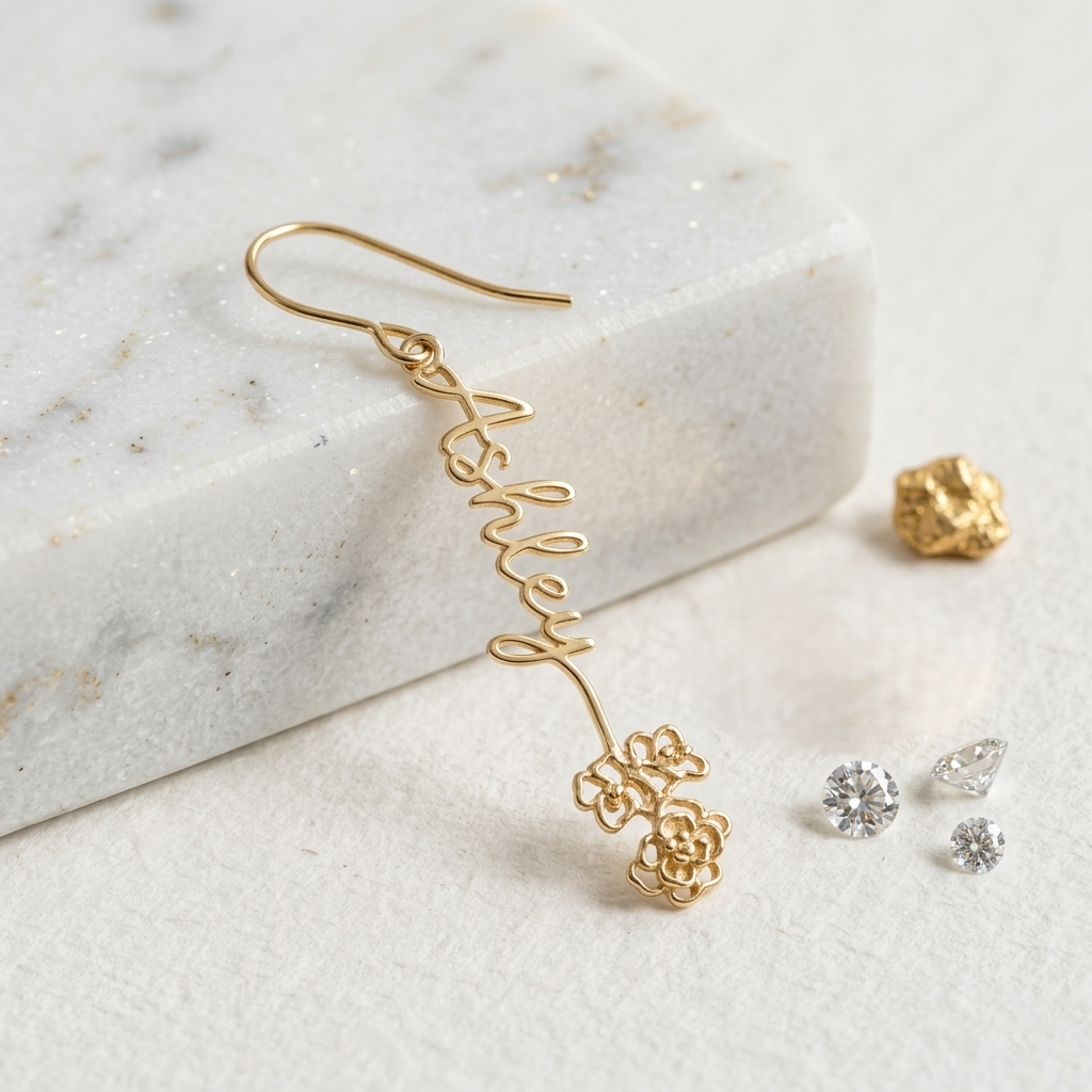 BloomScript Personalized Name Earrings