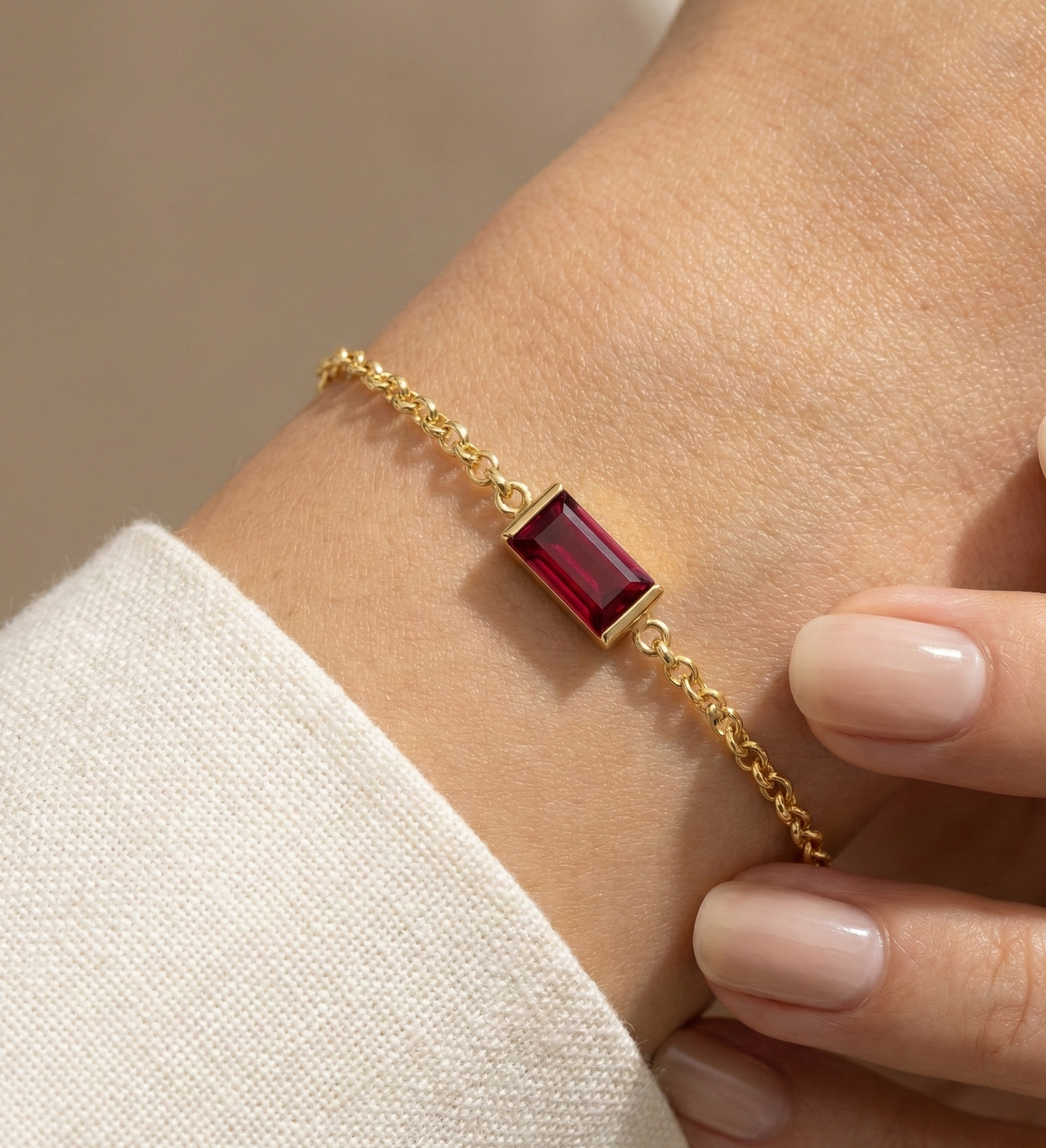 Radiant Birthstone Chain Bracelet