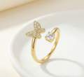 Adjustable Micro Butterfly Gold Ring