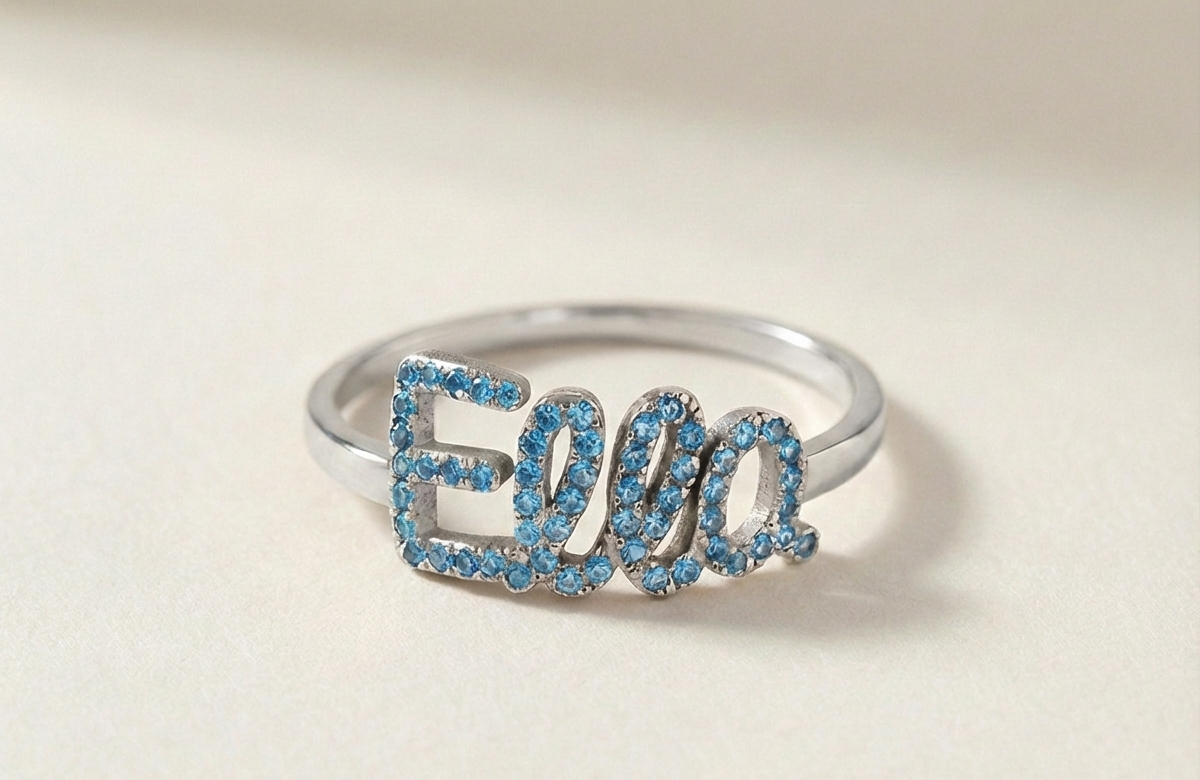 Personalized Script Ring