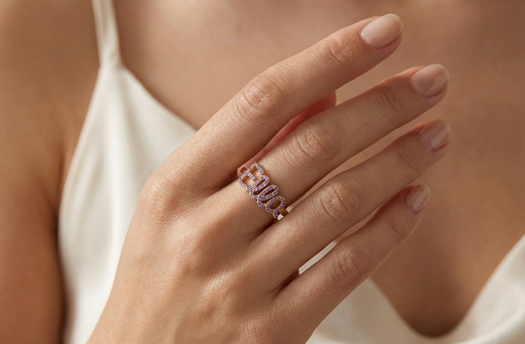 Personalized Script Ring