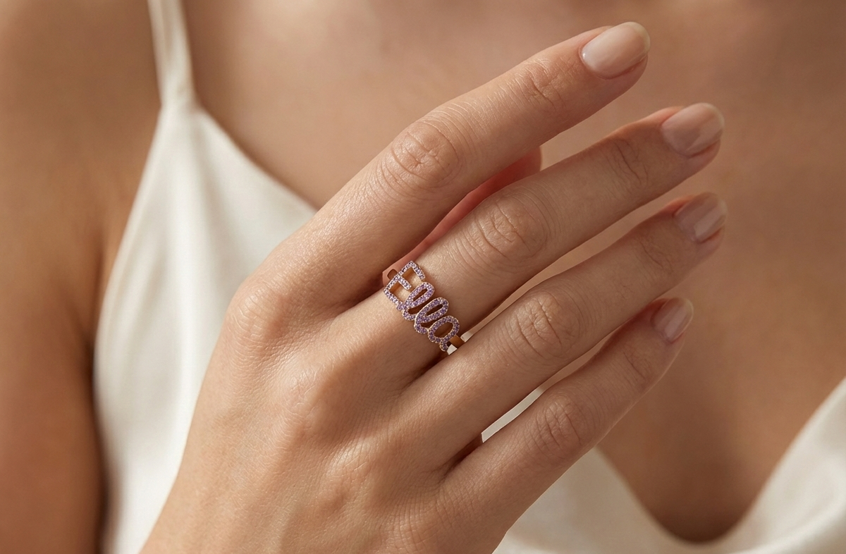 Personalized Script Ring