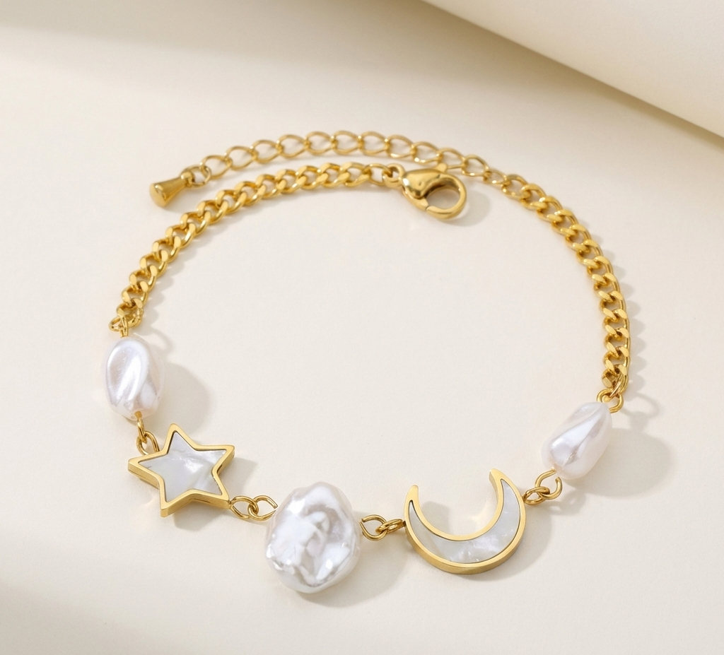 Celestial Pearl Charm Bracelet