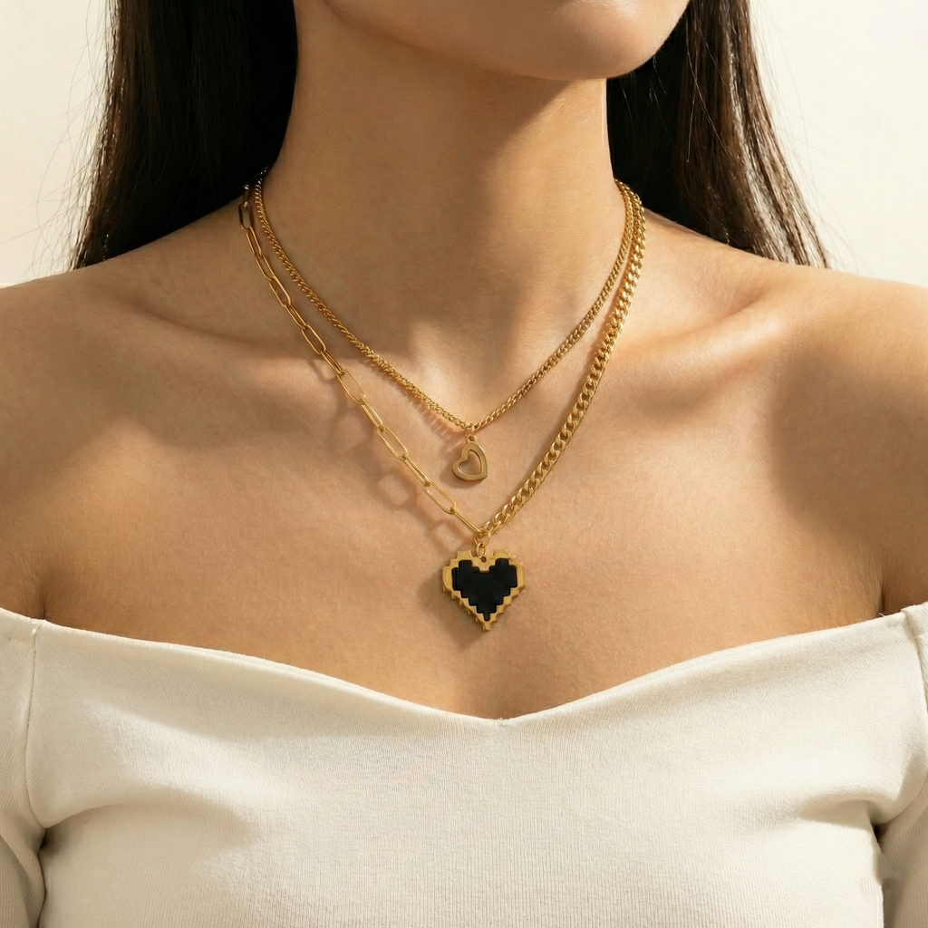 Pixel Amour Layered Necklace