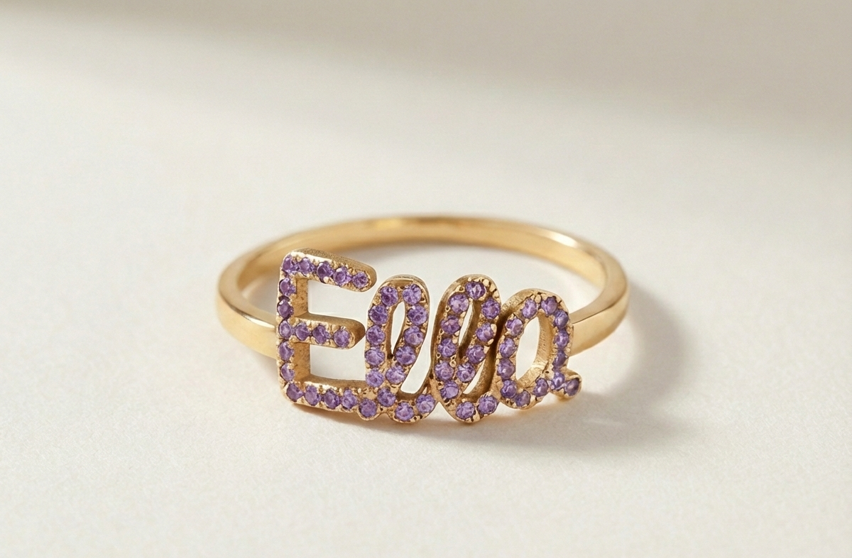 Personalized Script Ring