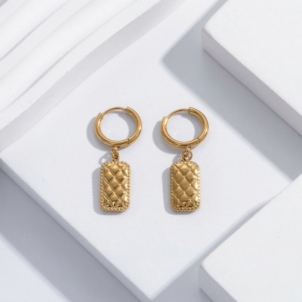 Veloura Quilt Drop Hoops