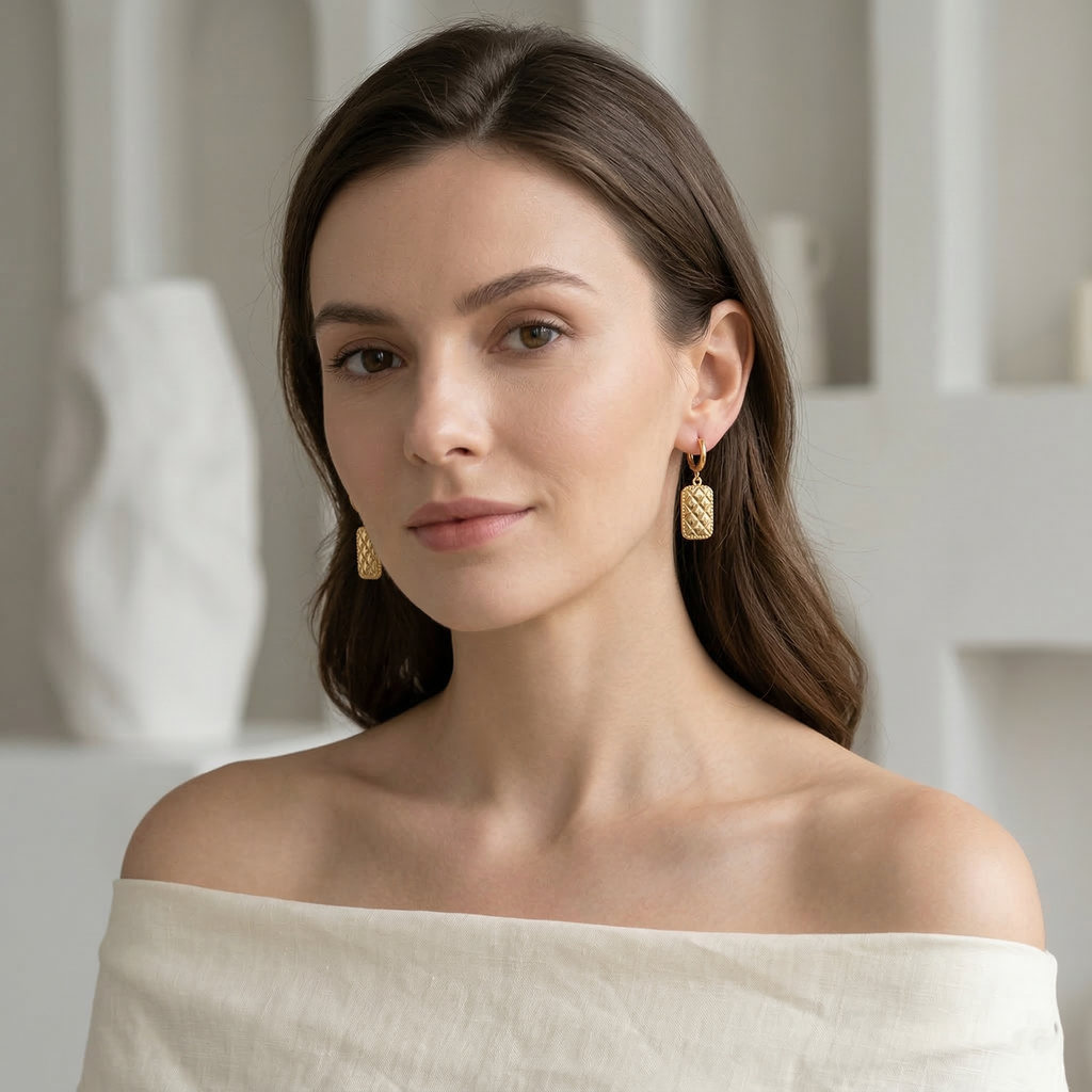 Veloura Quilt Drop Hoops
