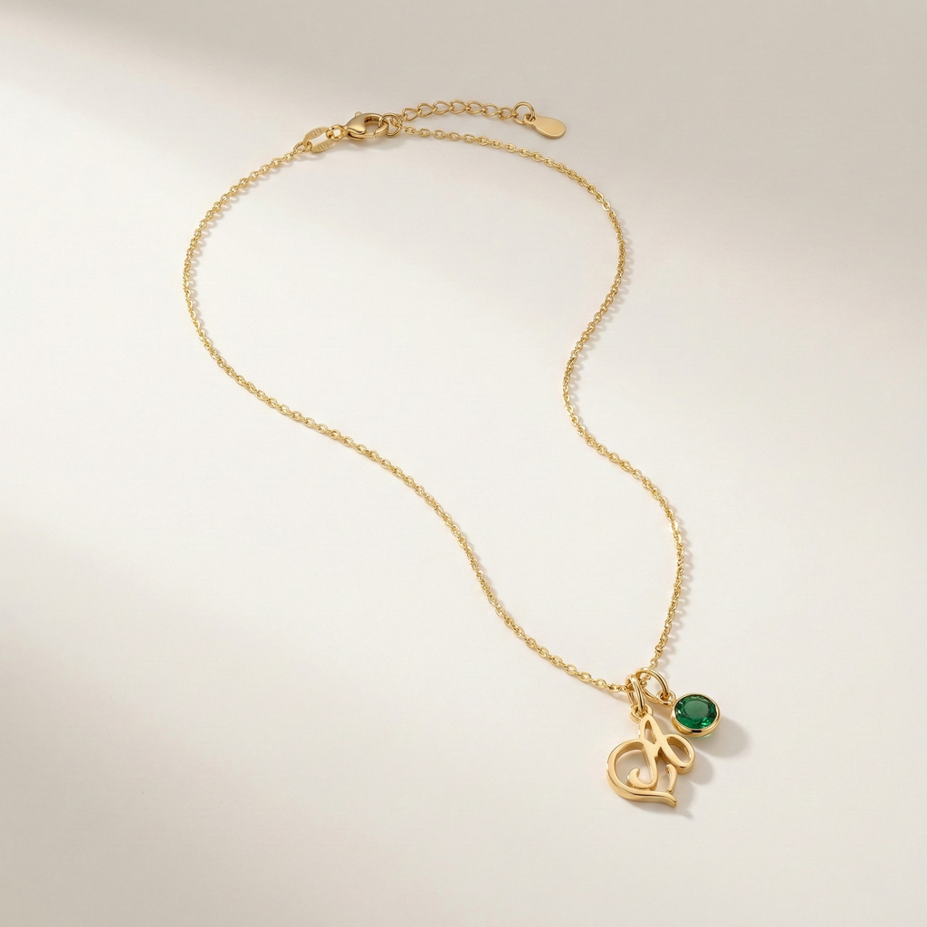 Lunara Monogram Birthstone Necklace