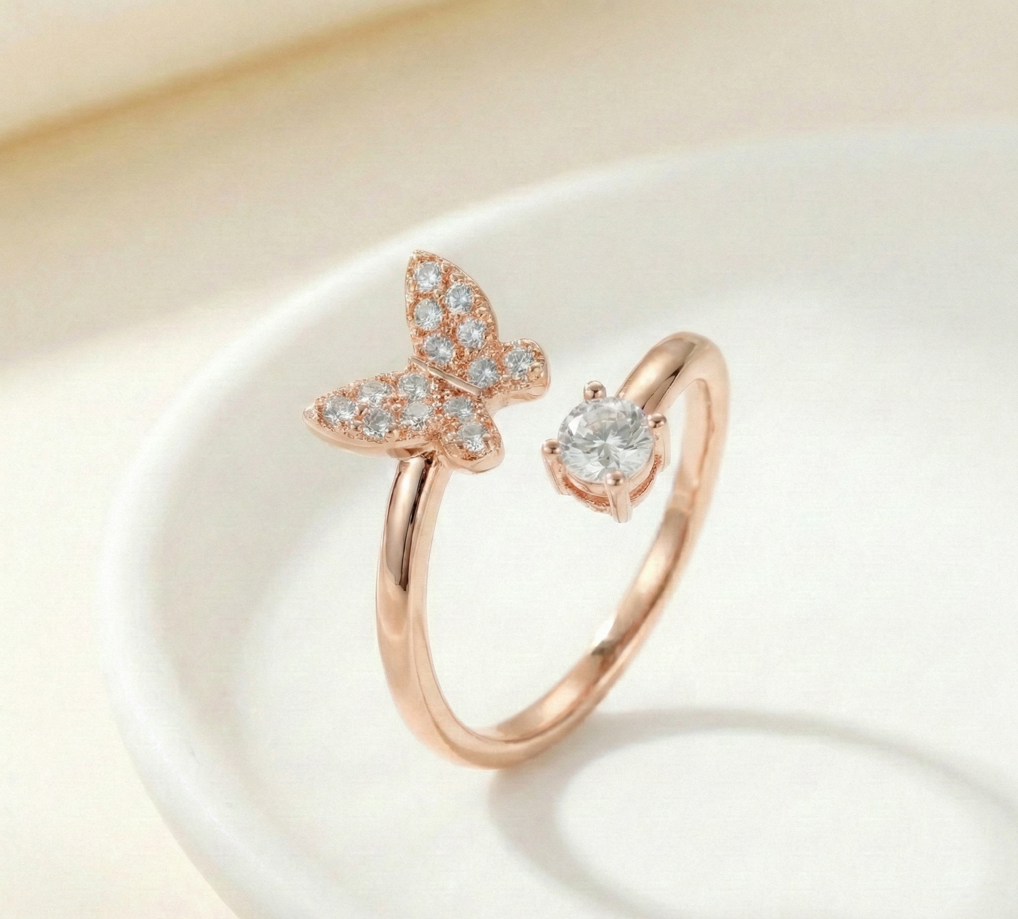 Adjustable Micro Butterfly Gold Ring