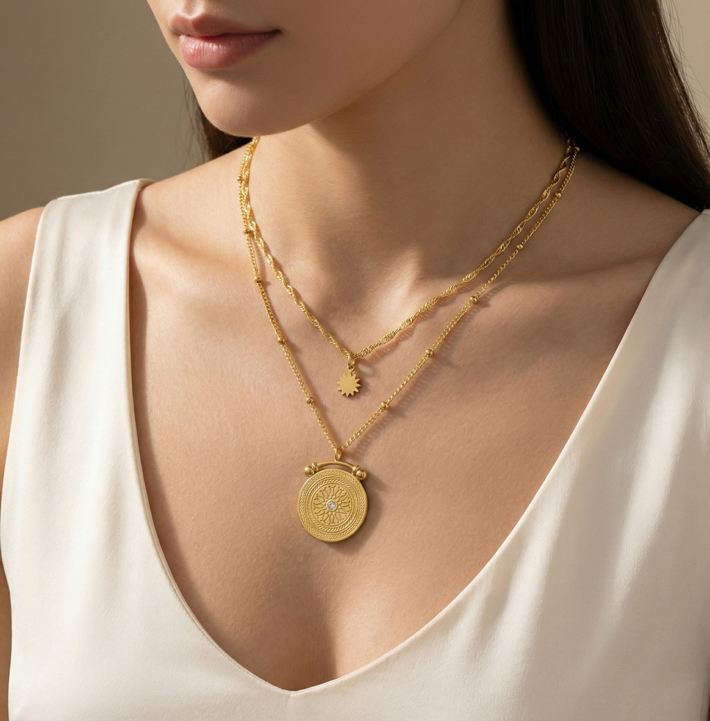 Aurelia Emblem Layered Necklace