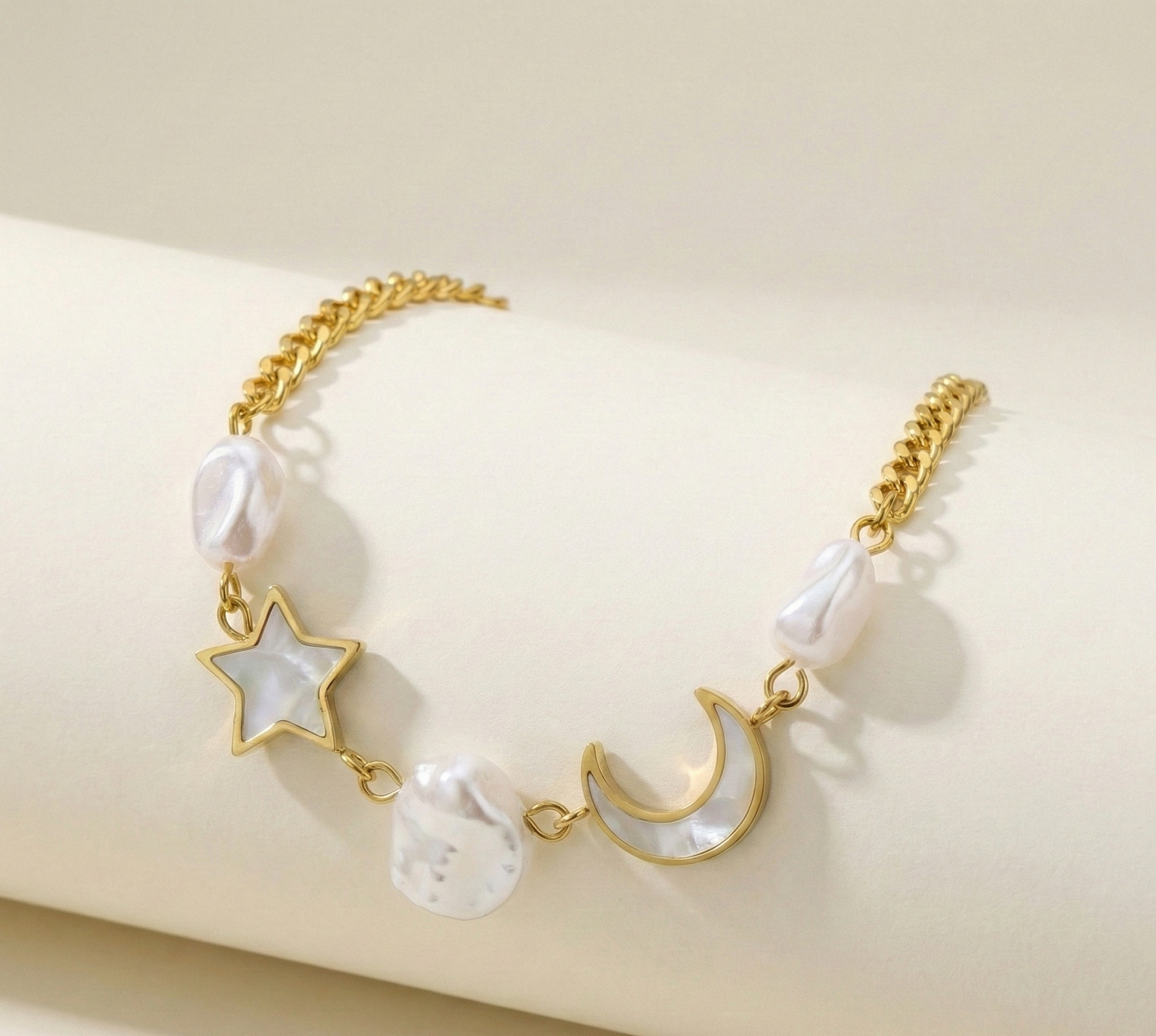 Celestial Pearl Charm Bracelet