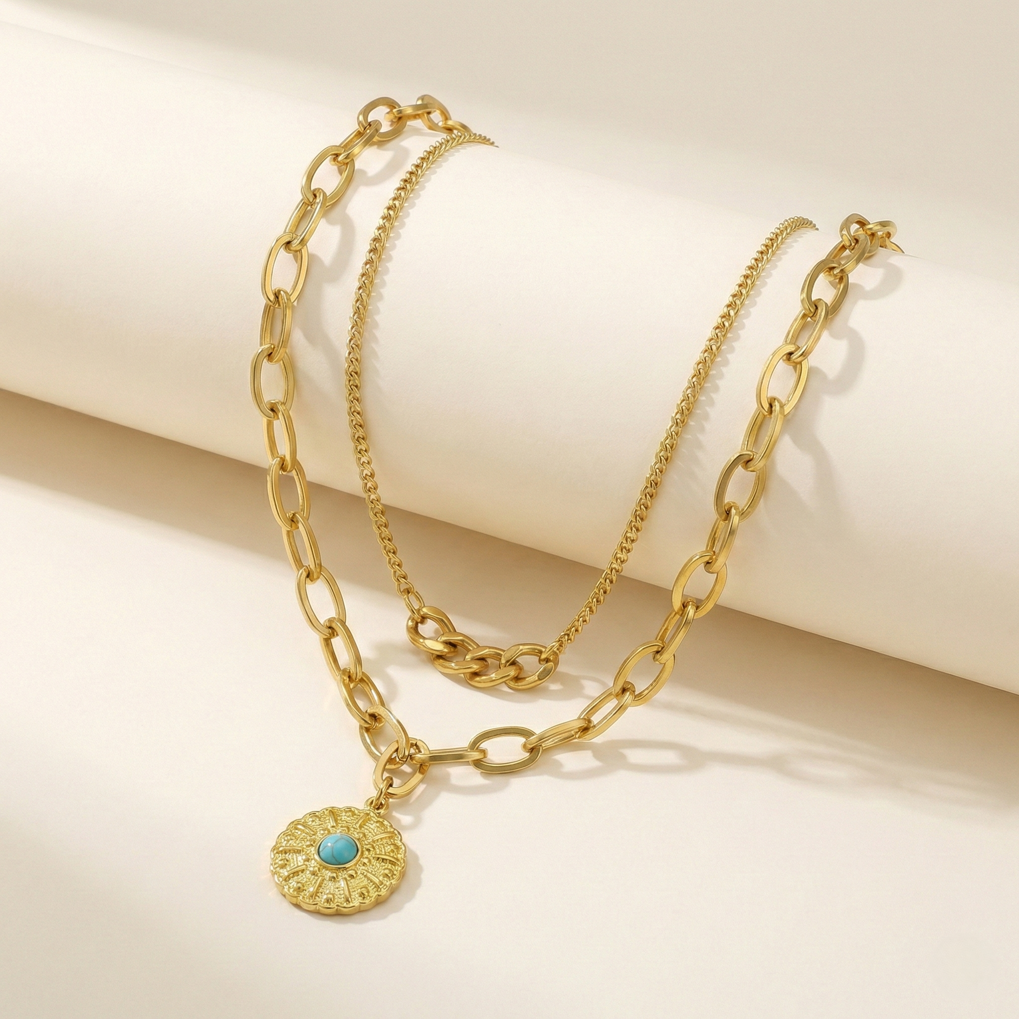 Solara Medallion Layered Necklace