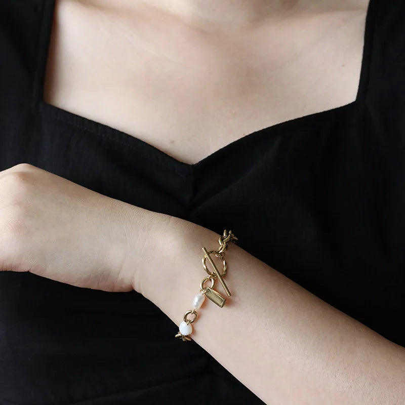 Pearl Link Toggle Bracelet