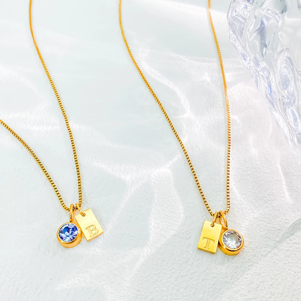 Trivelle Birthstone Initial Necklace
