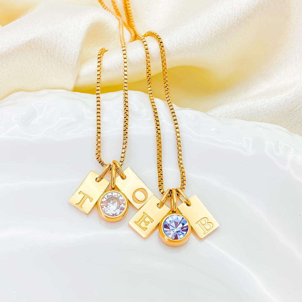 Trivelle Birthstone Initial Necklace