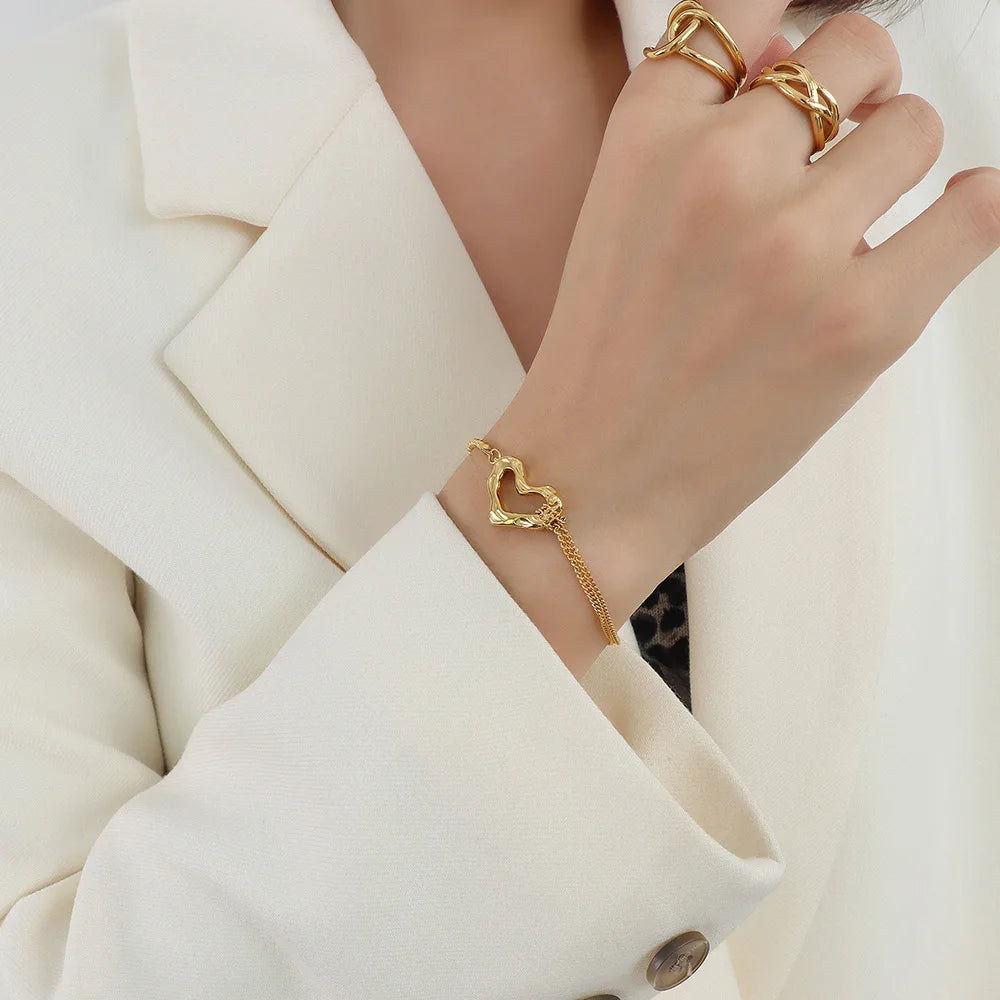 Open Heart Chain Bracelet