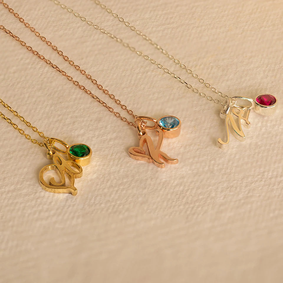 Lunara Monogram Birthstone Necklace