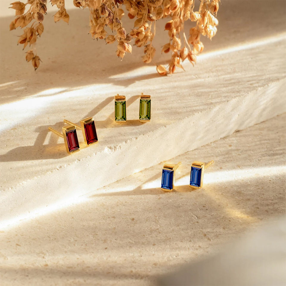 Aurora Birthstone Bar Studs