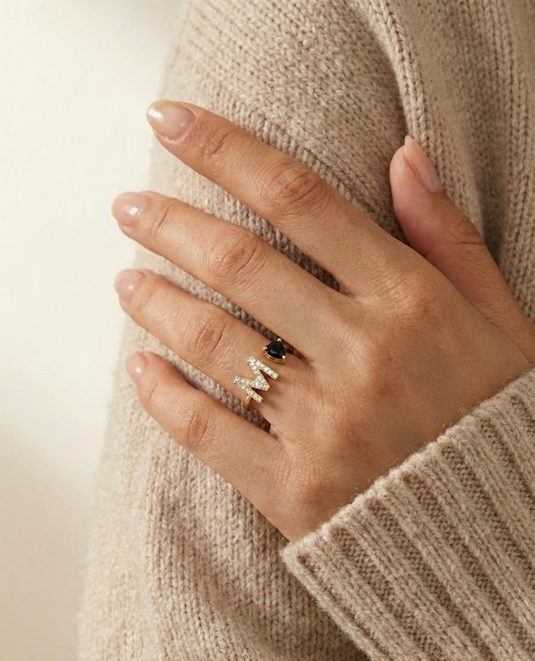 Initial Heart Signature Ring